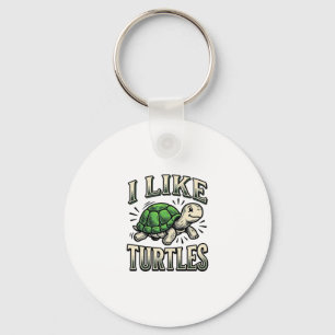 Funny I Like Turtles Vintage Turtle Shirt Design_1 Key Ring