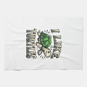 Funny I Like Turtles Vintage Turtle Shirt Design_1 Tea Towel