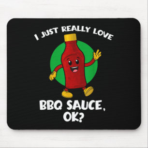Funny i love bbq sauce cartoon barbecue mouse pad