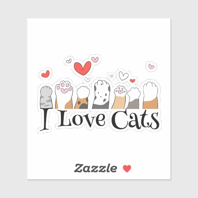 Funny I Love Cats Sticker (Sheet)