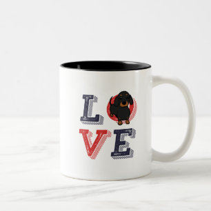 Funny I Love Dachshund I Heart My Dog Puppy Lover Two-Tone Coffee Mug