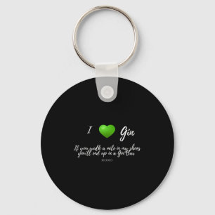 Funny I Love Gin Drinker Heart Graphic Party Gift Key Ring