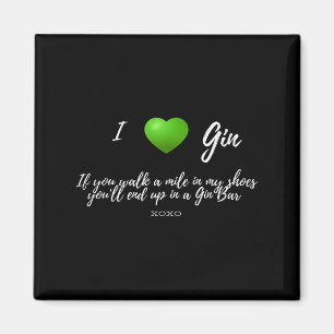Funny I Love Gin Drinker Heart Graphic Party Gift Magnet