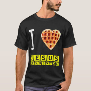 Funny I Love Jesus Waffle Heart Christian Breakfas T-Shirt