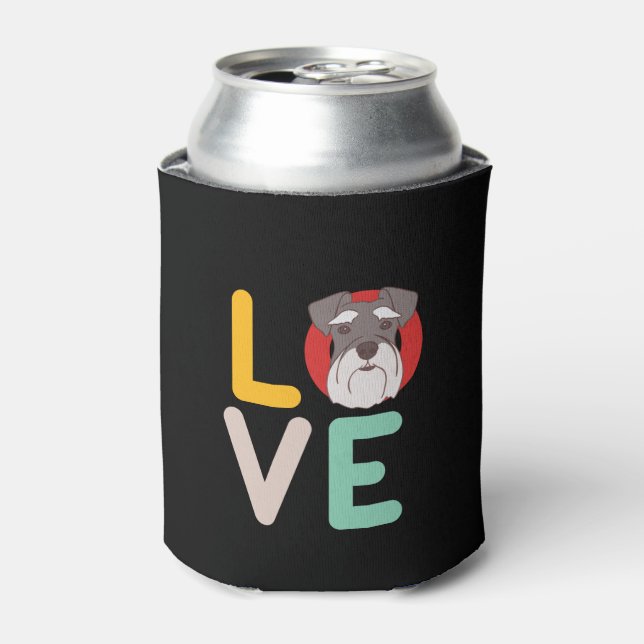 Funny I Love Miniature Schnauzer I Heart Dog Lover Can Cooler (Can Front)
