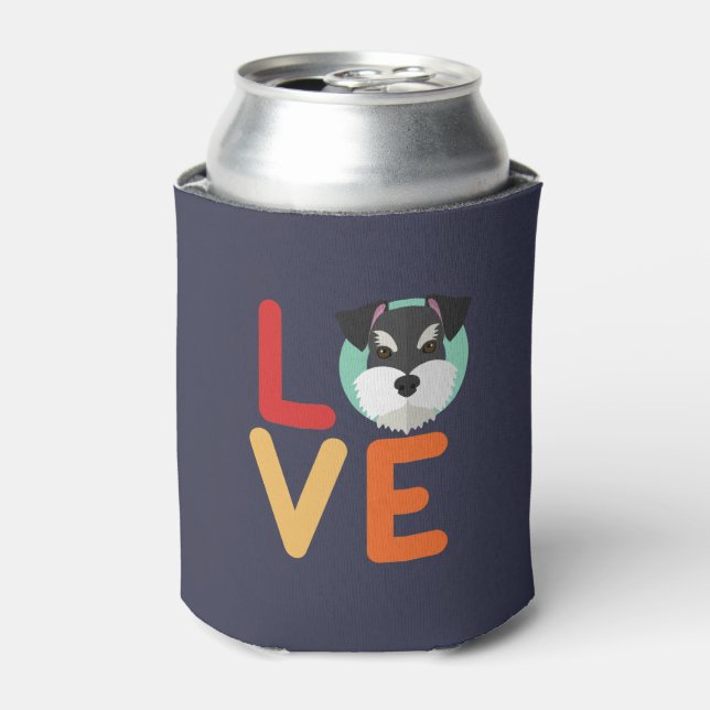 Funny I Love Miniature Schnauzer I Heart Dog Lover Can Cooler (Can Front)