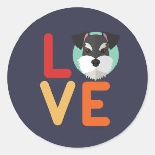 Funny I Love Miniature Schnauzer I Heart Dog Lover Classic Round Sticker