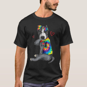Funny I Love Mum Tattoo Pitbull Dog Mum Owner Moth T-Shirt