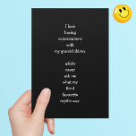 Funny I Love My Grandkids Grandpa Grandma Humour Holiday Card<br><div class="desc">Funny, humourous, wholesome, hilarious quote / joke humour card about a grandparent / grandpa / grandma and his / her conversations with the grandchild / grandkid / grandson / granddaughter. A fun card, for your grandkids, their parents, grandson, granddaughter, grandparents, grandpa, grandma, friends, family, loved ones, and more. Great for...</div>