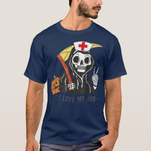 Funny I Love My Job Nurse Pumpkin Women Halloween T-Shirt