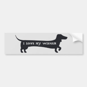 Funny I LOVE MY WIENER dachshund bumpersticker Bumper Sticker