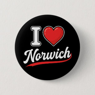 funny I Love Norwich Retro Tourist Travel Graphic 6 Cm Round Badge