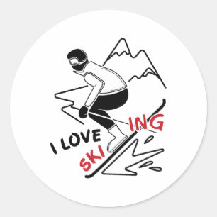 Funny I Love Skiing - Great Snow Lovers Gift Classic Round Sticker