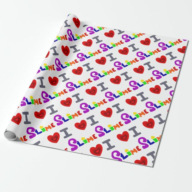 Funny I Love Slime Art Wrapping Paper (Unrolled)