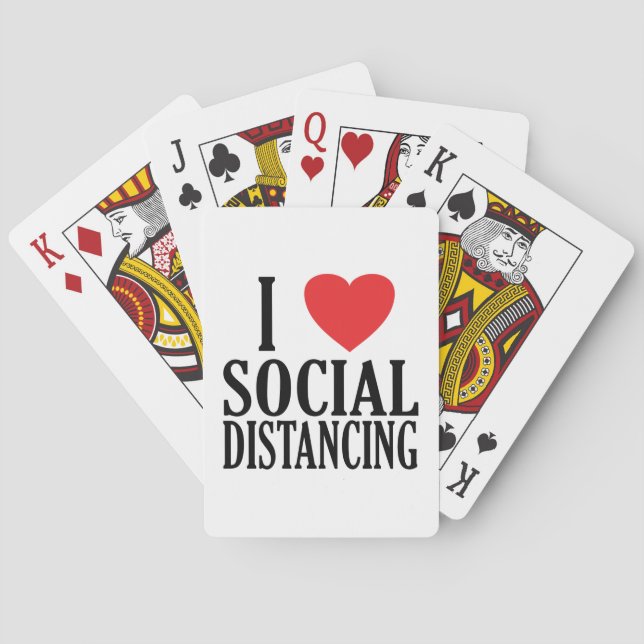 Funny - I Love Social Distancing with a Heart Playing Cards (Back)
