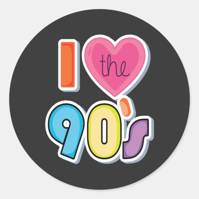Funny I Love The 90's, 1990's Theme Party  Classic Round Sticker (Front)