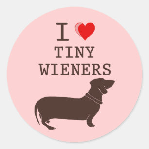 Funny I Love Tiny Wiener Dachshund Classic Round Sticker
