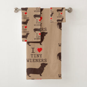 Funny I Love Tiny Wiener Dachshund Dog Bath Towel Set