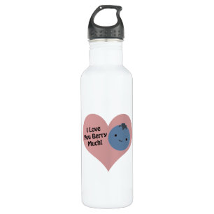 Funny I Love You Berry Much  Cute Kawaii Blueberry 710 Ml Water Bottle