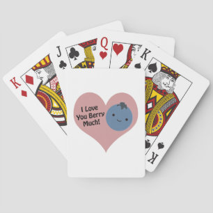 Funny I Love You Berry Much Cute Kawaii Blueberry Playing Cards