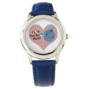 Funny I Love You Berry Much  Cute Kawaii Blueberry Watch