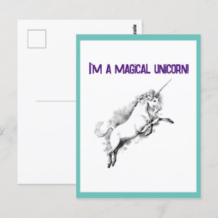 Funny I’m a Magical Unicorn Dorky Fantasy Cartoon  Postcard
