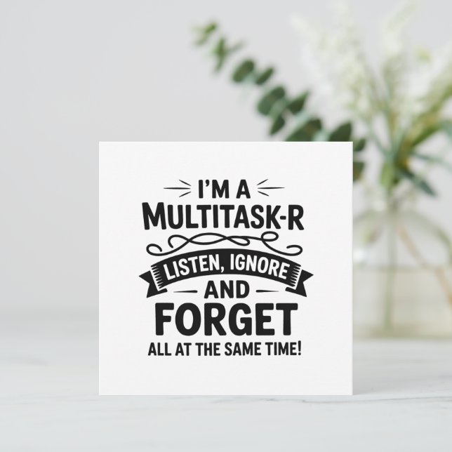Funny I’m a Multitasker Saying Mum Life Dad Office Invitation (Standing Front)