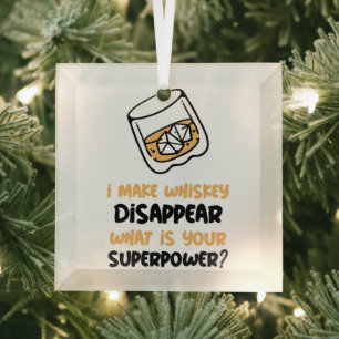 Funny I Make Whiskey Disappear Glass Tree Decoration