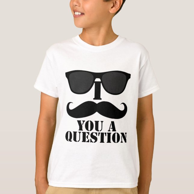 Funny I Moustache You A Question Black Sunglasses T-Shirt (Front)