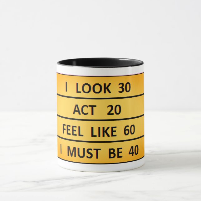 Funny "I Must Be 40" Birthday Mug, Midlife Crisis Mug (Center)