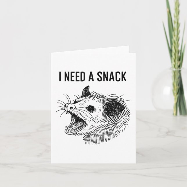 Funny I Need A Snack Meme - Screaming Opossum Poss Card (Front)