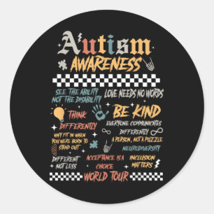 Funny I Rock The Spectrum Autism World Tour Autism Classic Round Sticker