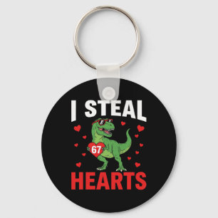 Funny I Steal Hearts 67 Valentine Dinosaur Meme 6  Key Ring