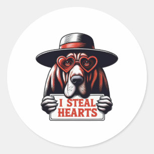 Funny I Steal Hearts Kids Mens Womens Bloodhound V Classic Round Sticker