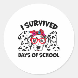 Funny I Survived 101 Days Of School Girls Students Classic Round Sticker