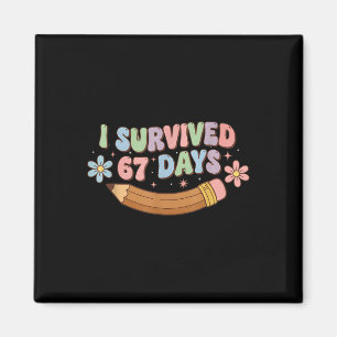 Funny I Survived 67 Days Of School Cat Teachers St Magnet