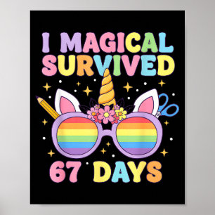 Funny I Survived 67 Days Of School Cat Teachers St Poster