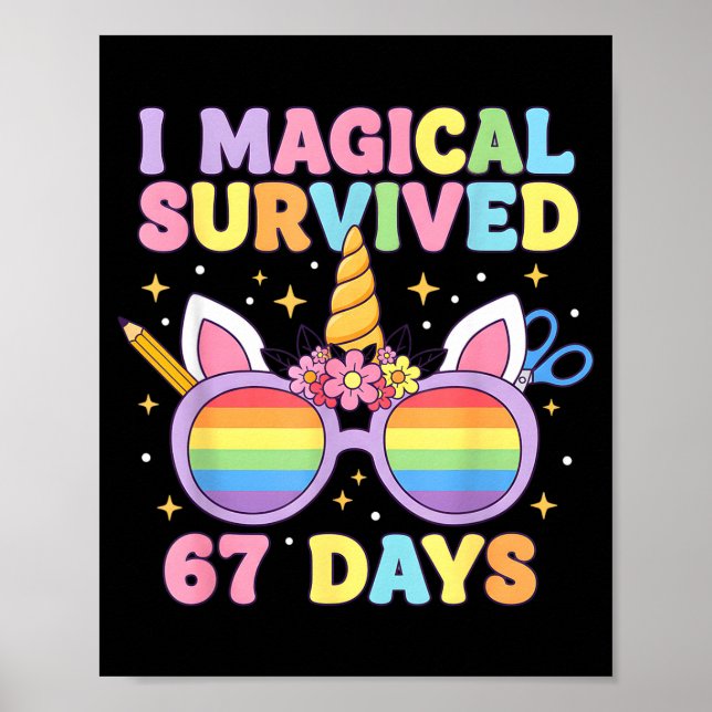 Funny I Survived 67 Days Of School Cat Teachers St Poster (Front)