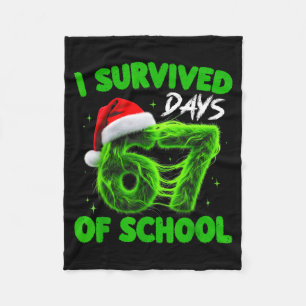 Funny I Survived 67 Days Of School Christmas Kids Fleece Blanket