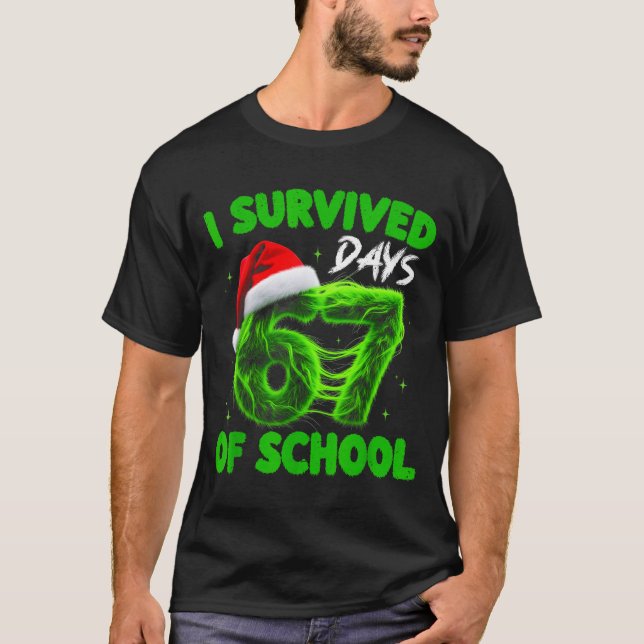 Funny I Survived 67 Days Of School Christmas Kids  T-Shirt (Front)