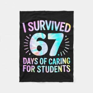 Funny I Survived 67 Days Of School Nurse Tie Dye W Fleece Blanket