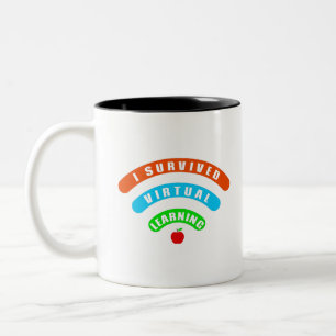 Funny I Survived Virtual Learning 2020-2021 Two-Tone Coffee Mug