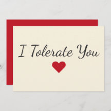 Funny “I Tolerate You” Love Humor Valentine
