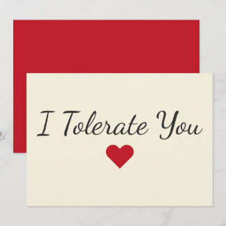 Funny “I Tolerate You” Love Humour Valentine Holiday Card