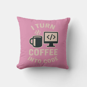 Funny I Turn Coffee Into Code Cushion