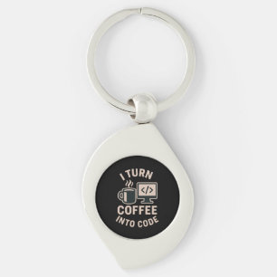 Funny I Turn Coffee Into Code Key Ring