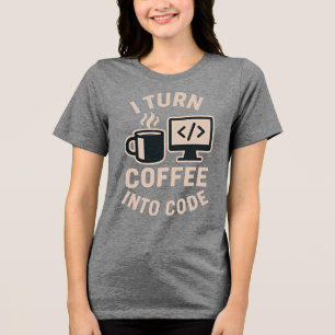 Funny I Turn Coffee Into Code Tri-Blend Shirt
