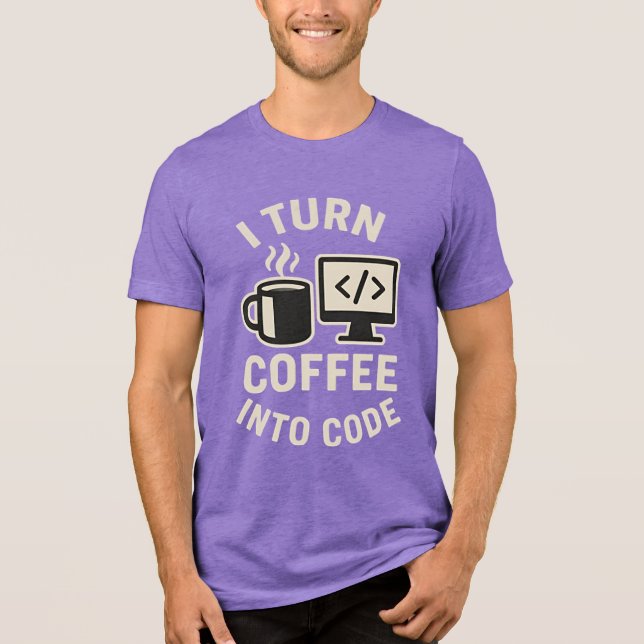Funny I Turn Coffee Into Code Tri-Blend Shirt (Front)