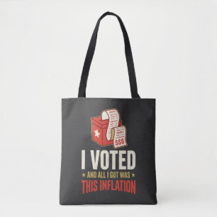 Funny I Voted Inflation Political Grocery Tote Bag