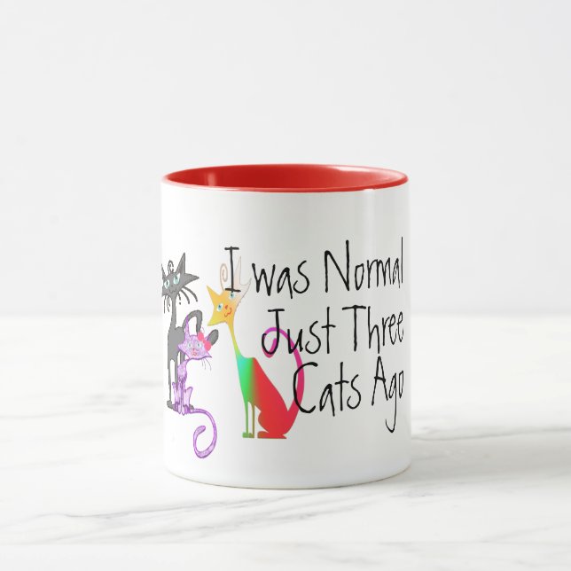 funny i was normal three cats ago love cat mum mug (Center)